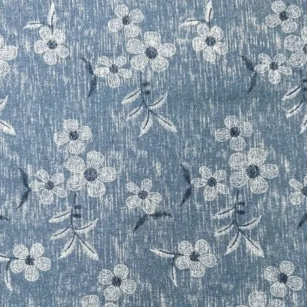 Denimtyg 145cm 60 Blommor - 50cm