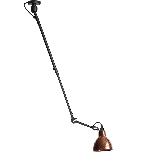 Lampe Gras N302 Pendel Matt Svart/Rå Koppar/Vit