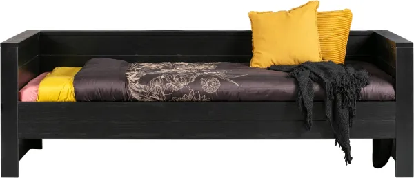 Dennis, Bäddsoffa, svart, H73x101x219 cm, furu