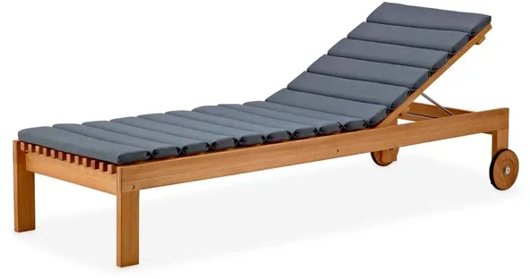 Cane-Line Amaze solsäng med kudde - Teak med grå kudde