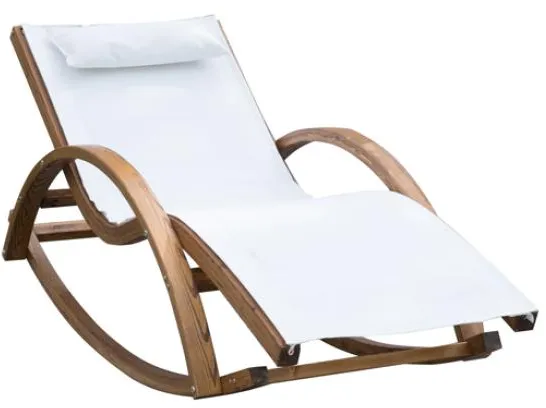 Homeville Lux solstol i lärkträ med gungfunktion 150x60x50cm