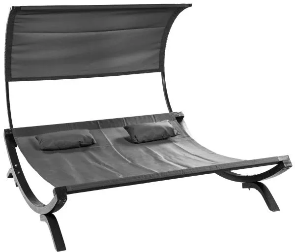 Dubbel solsäng med tak av lärkträ