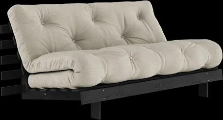Karup Design Roots Bäddsoffa med Roots Madrass 160x200 Linne/Svartlackerad