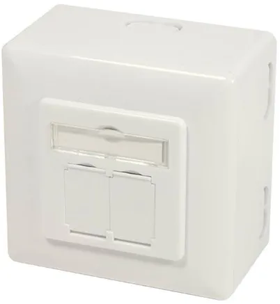 LogiLink NP0124 Cat.6A vägguttag 2 x RJ45 skärmad med infälld dosa, ren vit